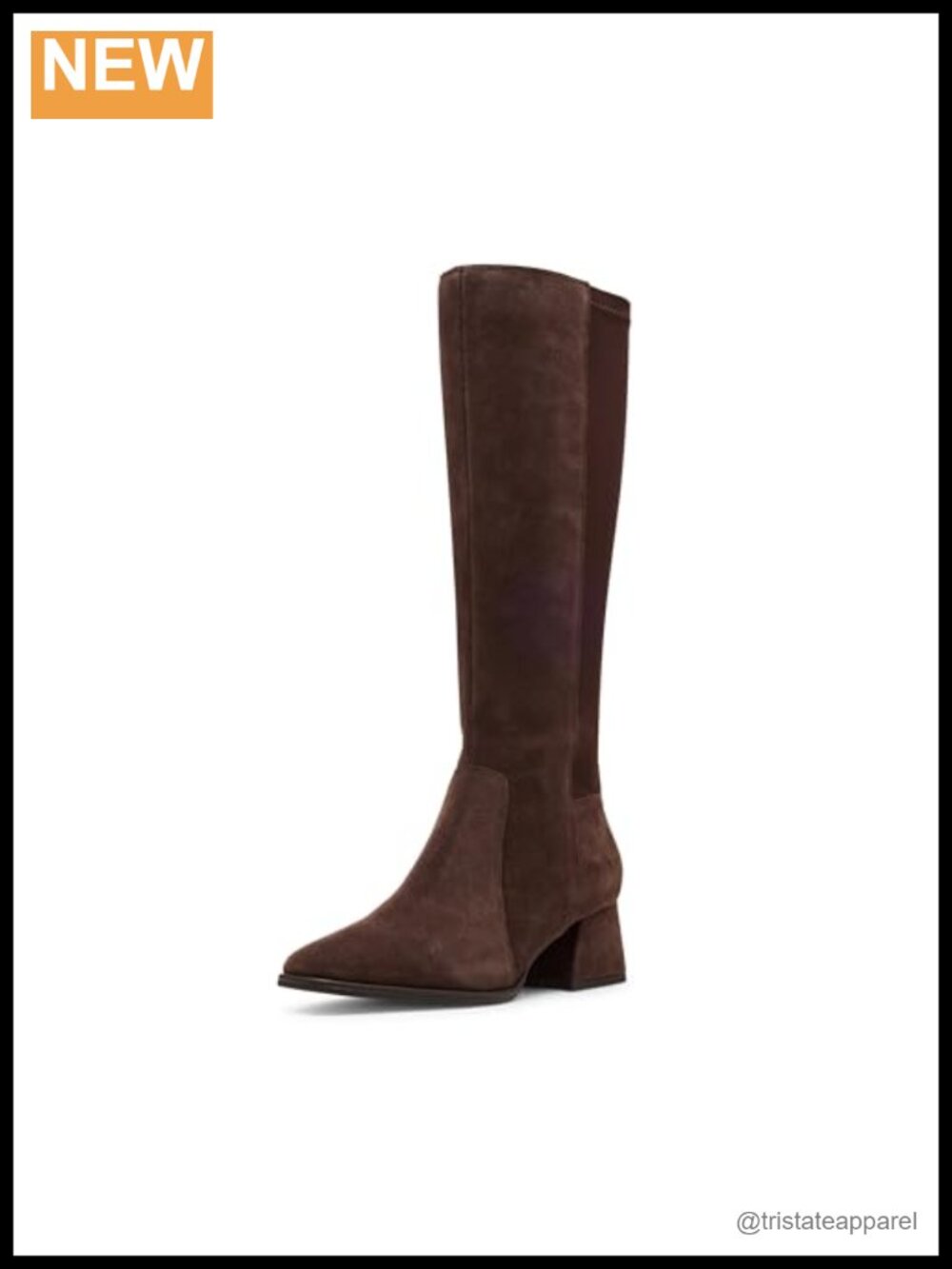 Waterproof Suede Mid-Calf Rain Boots with Block Heel